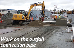 Work on the outfall connection pipe