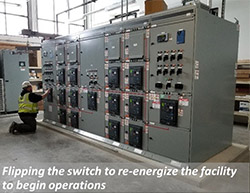 Flipping the switch to re-energize the facility to begin operations