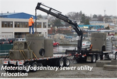 Materials for sanitary sewer utility relocation