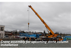 Crane assembly for upcoming stone column installation