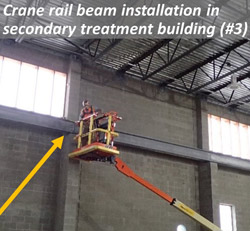 Crane rail beam installation in secondary treatment building (#3)