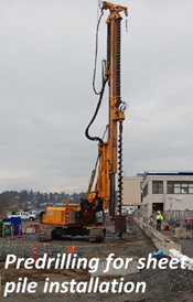 Pre-drilling for sheet pile installation