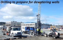 Drilling to prepare for dewatering wells