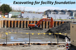 Excavating for facility foundation