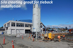 Silo creating grout for tieback installation
