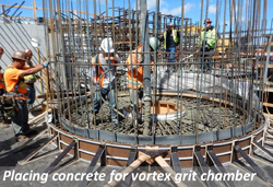 Placing concrete for vortex grit chamber