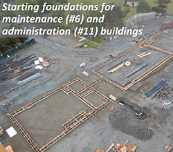 Starting foundations for maintenance (#6) and administration (#11) buildings