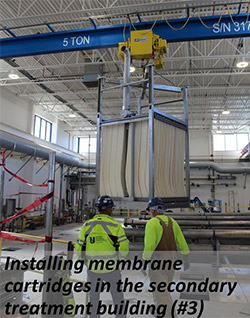 Installing membrane cartridges in the secondary treatment building