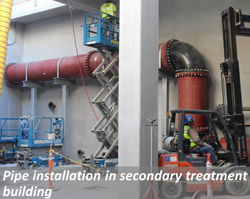 Pipe installation in secondary treatment building