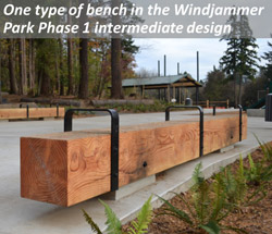 One type of bench in the Windjammer Park Phase 1 intermediate design